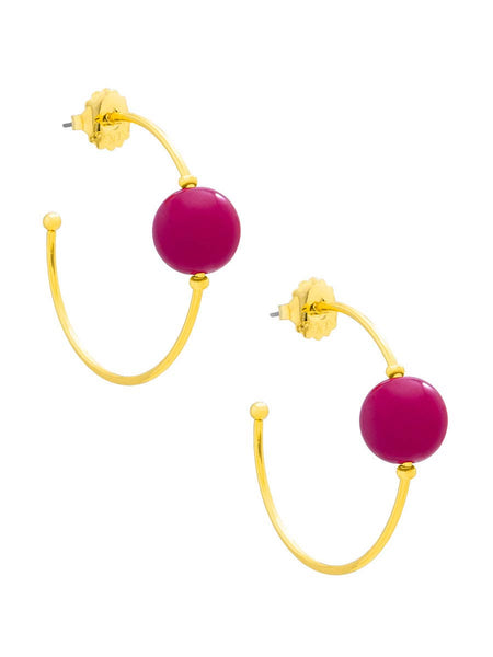 Resin Bead Open Hoop Earring Jewelry: EMERALD[D]