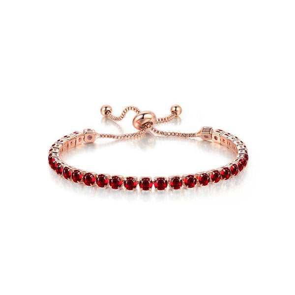 Birthstone Wedding Tennis Bracelet in Solid Copper: Gold / Colorless