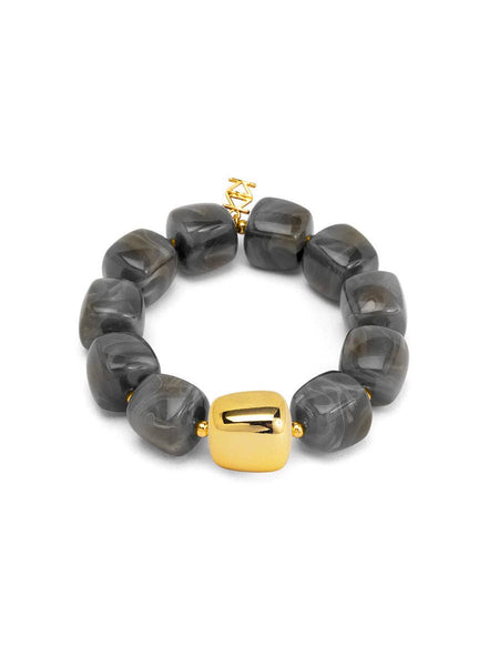 Tessa Puffy Square Beaded Stretch Bracelet: BEI