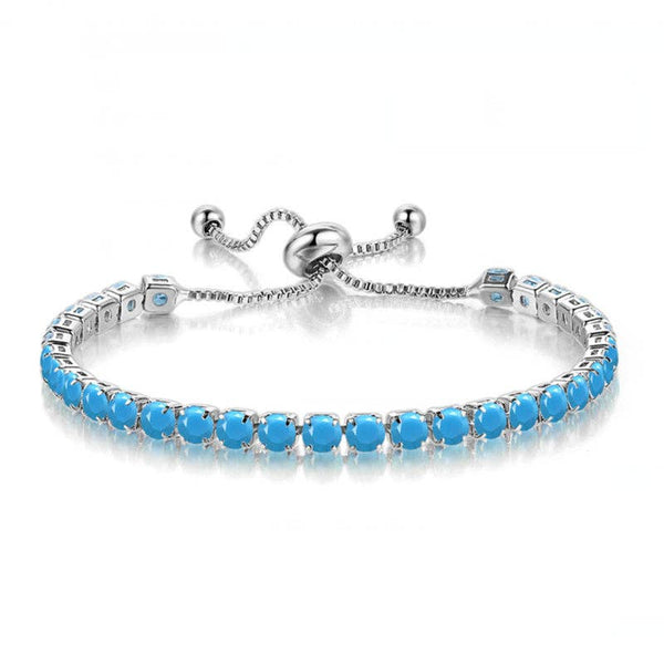 Birthstone Wedding Tennis Bracelet in Solid Copper: Silver / Colorless