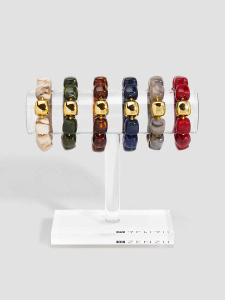 Tessa Puffy Square Beaded Stretch Bracelet: BEI