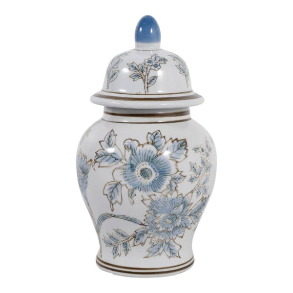 10x6" Floral Temple Jar, Brown/blue