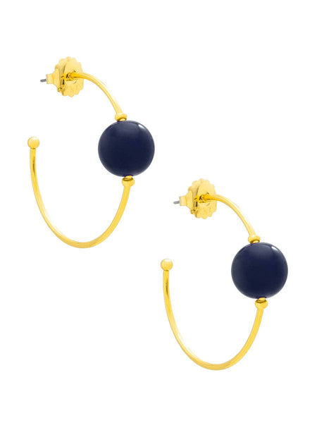 Resin Bead Open Hoop Earring Jewelry: EMERALD[D]