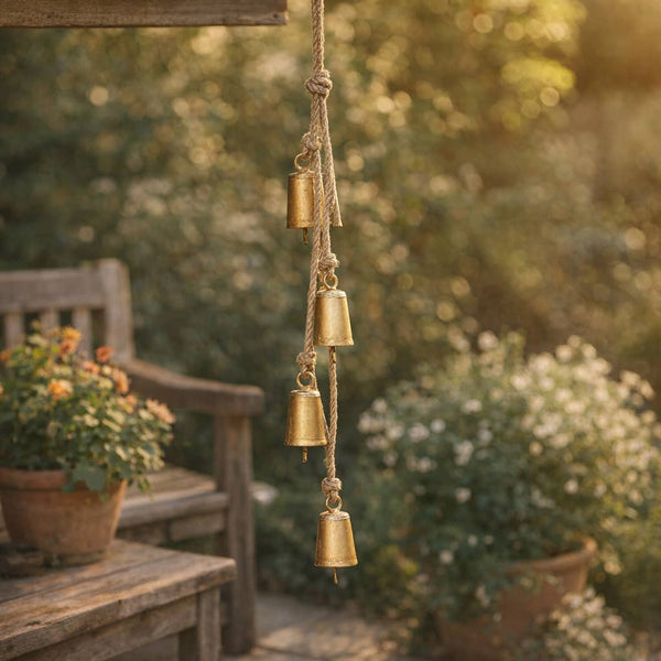 28x3" Hanging Cone Bells Cluster, Gold