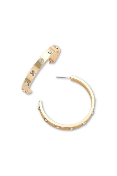 Crystal Love Hoop Earrings: Gold