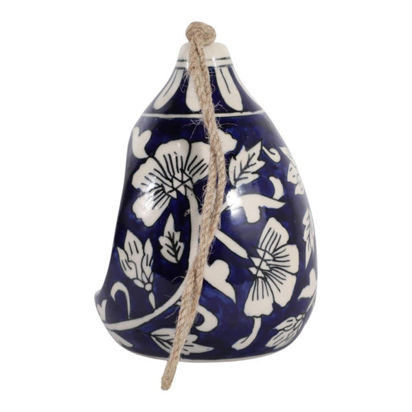 Bird Feeder - Blue/White Ceramic Teardrop Shape House, 12 in