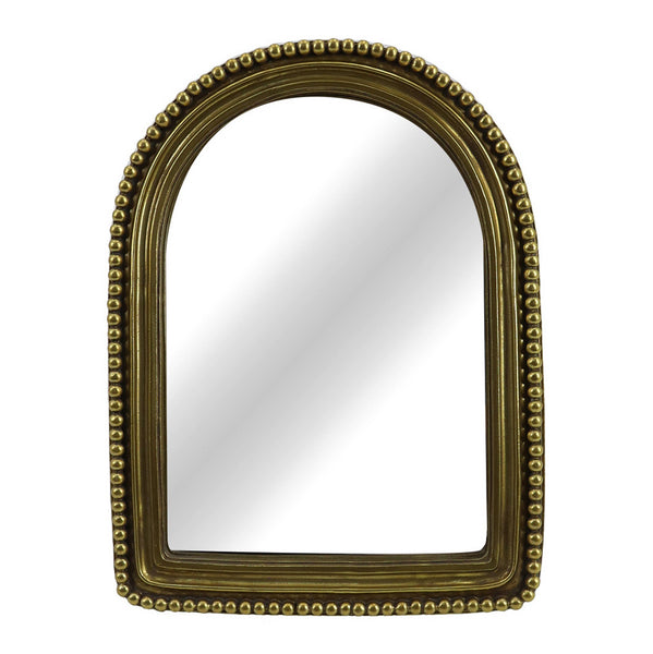 Table Top Mirror - Gold Glass Glam Beaded Arch Framed, 8 in.