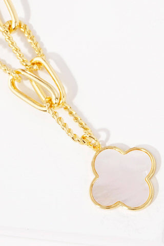 Paperclip Clover Necklace: White