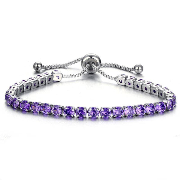 Birthstone Wedding Tennis Bracelet in Solid Copper: Silver / Colorless