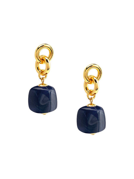 Tessa Puffy Square Resin Drop Earring: TORT