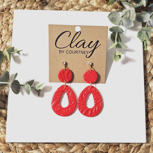 Mini Vibrant Red Pear Shaped Earring