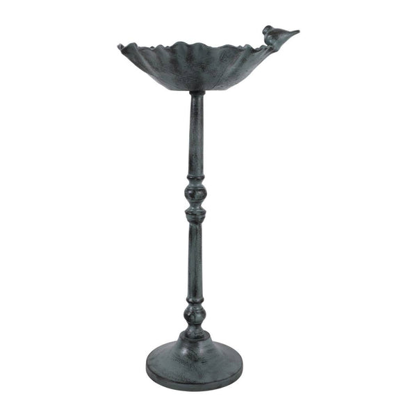 27x13" Bird On Flower Bird Bath Patina Finish, Mul