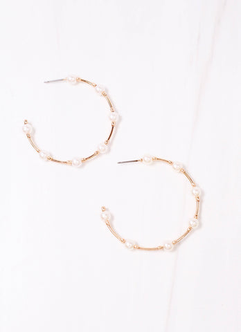 Boneta Pearl Hoop Earring GOLD: Default