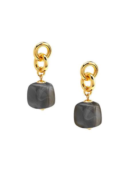 Tessa Puffy Square Resin Drop Earring: BEI