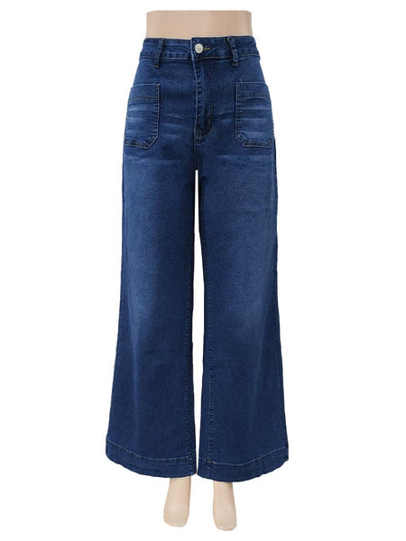 Vintage High Rise Wide-Leg Jeans: DarkBlue / L