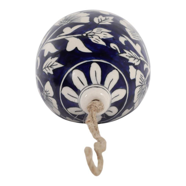 Bird Feeder - Blue/White Ceramic Teardrop Shape House, 12 in