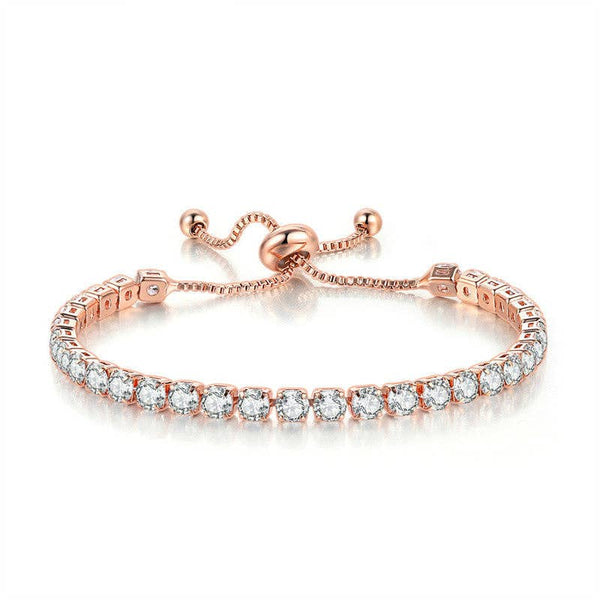 Birthstone Wedding Tennis Bracelet in Solid Copper: Silver / Colorless