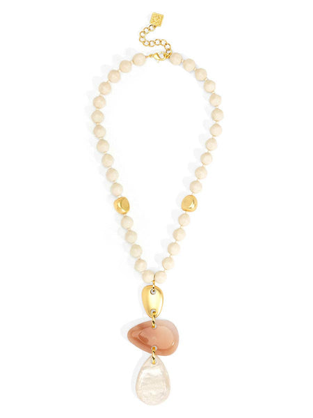 Estelle Beaded Pendant Necklace: BEI