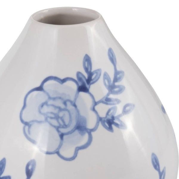 Decorative Vase - Blue/White Ceramic Chinoiserie Bud, 5 in.