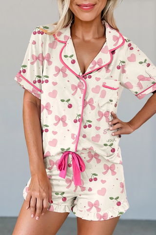 Chic Floral Print Shirt & Shorts Set | S-XL: Cherry / Missy / S