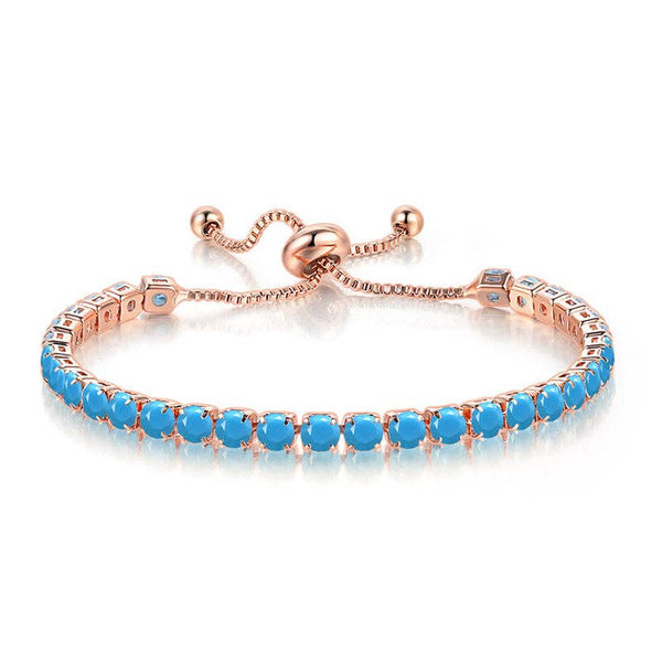 Birthstone Wedding Tennis Bracelet in Solid Copper: Gold / Colorless