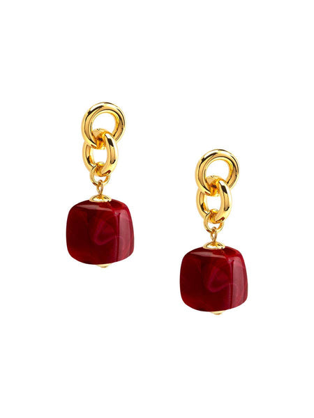 Tessa Puffy Square Resin Drop Earring: BEI