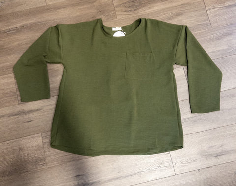 Olive Top with Front Pocket