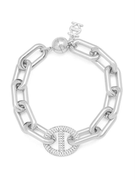 Pavé Mariner Link Charm Bracelet: GLD