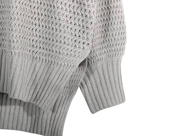Chunky knit side split  plain knit sweater jumper: Beige / M