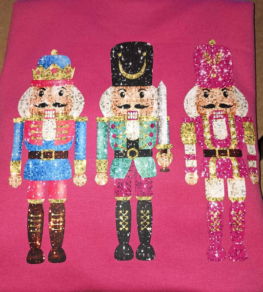 *PREPPY NUTCRACKER * SEQUIN EFFECT  CHRISTMAS SWEATSHIRT: Heleconia / XL