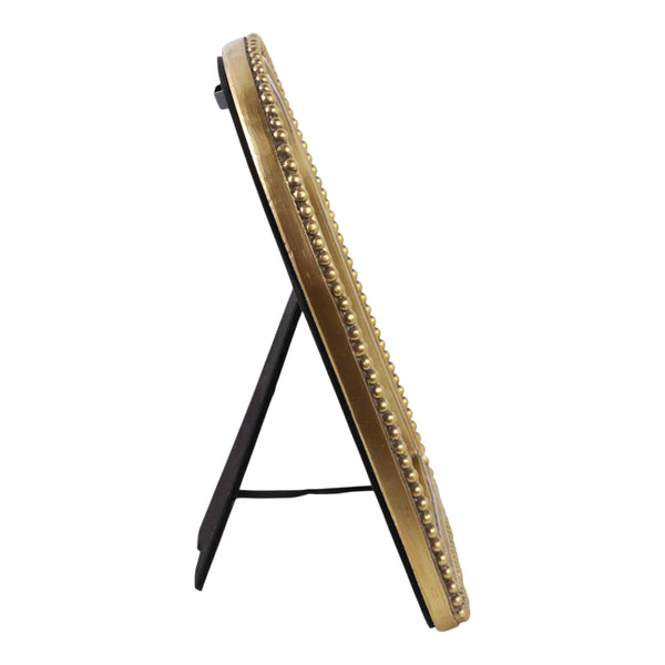 Table Top Mirror - Gold Glass Glam Beaded Arch Framed, 8 in.