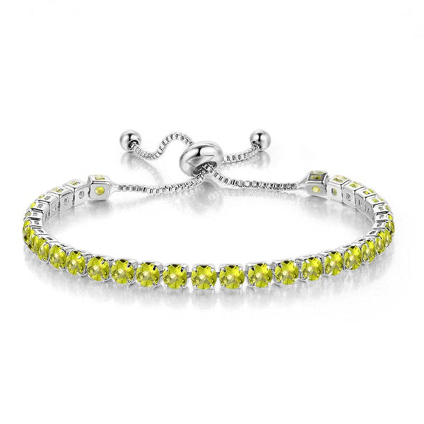 Birthstone Wedding Tennis Bracelet in Solid Copper: Gold / Colorless