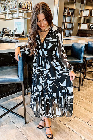 Happy Hour Black and White Maxi Dress