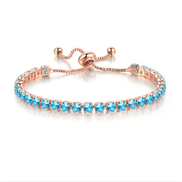 Birthstone Wedding Tennis Bracelet in Solid Copper: Silver / Colorless