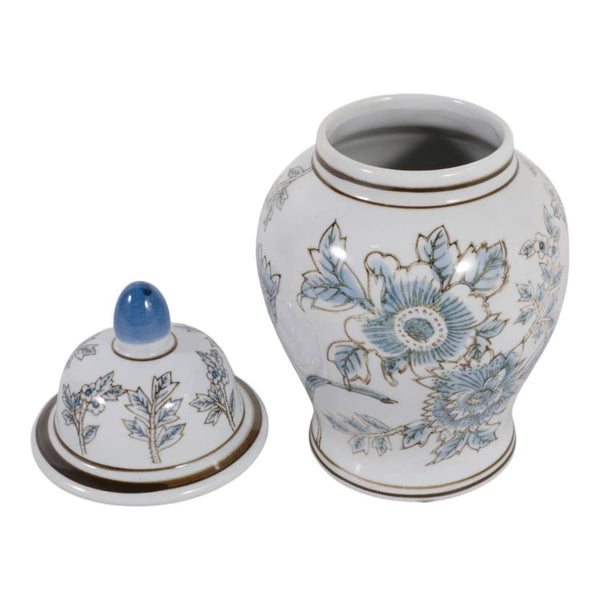 10x6" Floral Temple Jar, Brown/blue