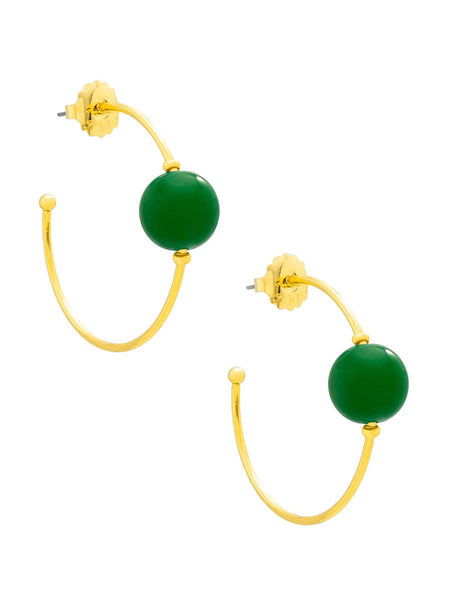 Resin Bead Open Hoop Earring Jewelry: EMERALD[D]