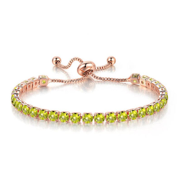 Birthstone Wedding Tennis Bracelet in Solid Copper: Gold / Colorless