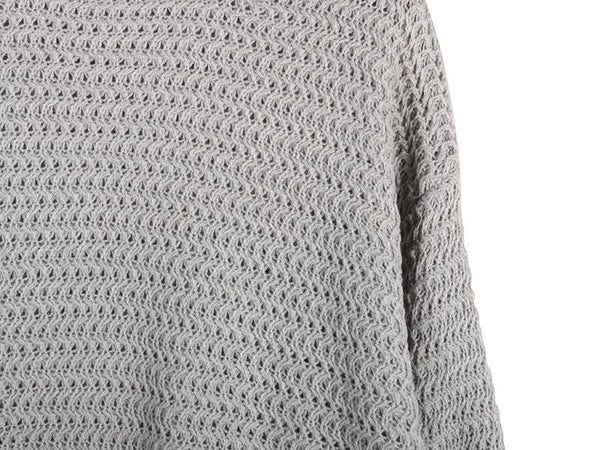 Chunky knit side split  plain knit sweater jumper: Beige / M
