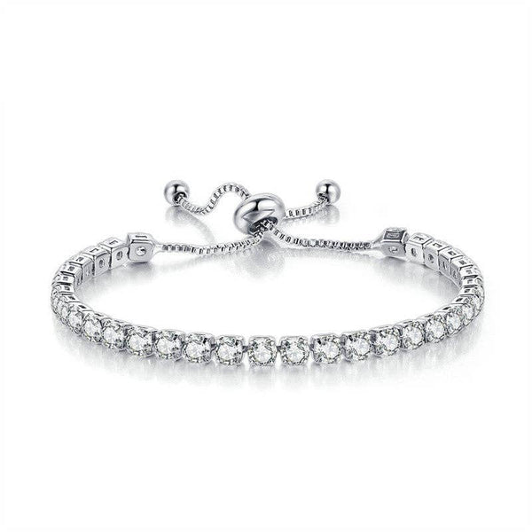 Birthstone Wedding Tennis Bracelet in Solid Copper: Silver / Colorless