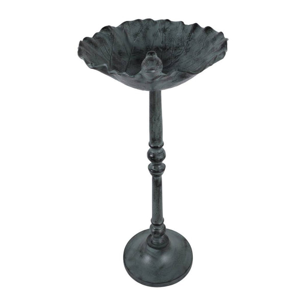 27x13" Bird On Flower Bird Bath Patina Finish, Mul