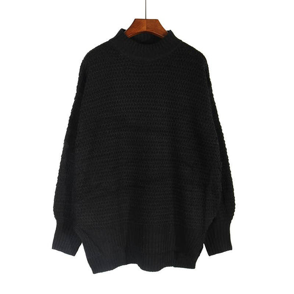 Chunky knit side split  plain knit sweater jumper: Beige / M