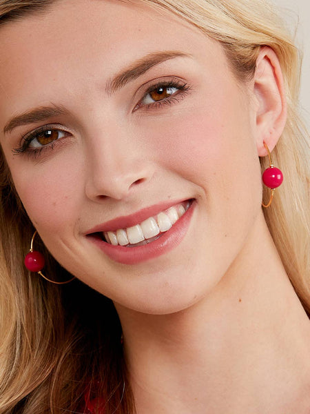 Resin Bead Open Hoop Earring Jewelry: EMERALD[D]