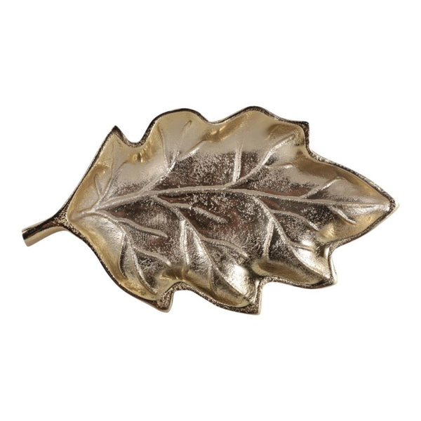 9x5" Aluminum Leaf Tray Dish, Gold