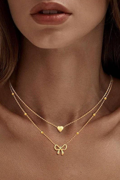 Josslyn 18KT STAINLESS STEEL TARNISH FREE BOW NECKLACE GOLD