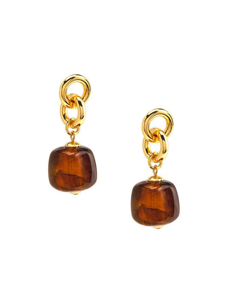 Tessa Puffy Square Resin Drop Earring: BEI
