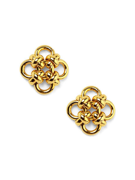 Interwoven Knotted Clover Stud Earring: GLD