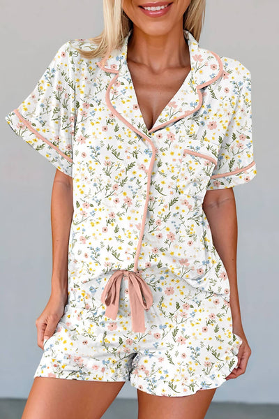 Chic Floral Print Shirt & Shorts Set | S-XL: Cherry / Missy / L