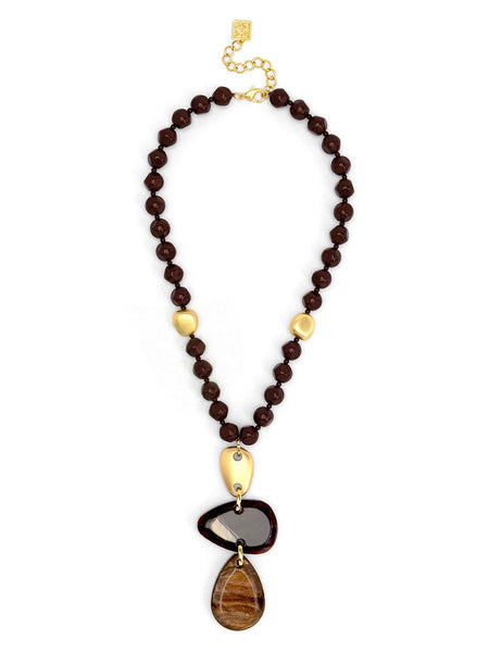 Estelle Beaded Pendant Necklace: BEI