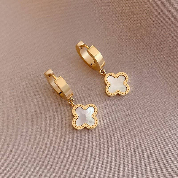 Earrings 18K Stainless Steel Tarnish Free Waterproof Hoop | 40E397: White