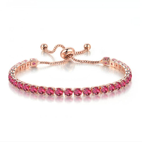 Birthstone Wedding Tennis Bracelet in Solid Copper: Silver / Colorless